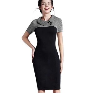 Retro Chic Color Block Lapel Dress